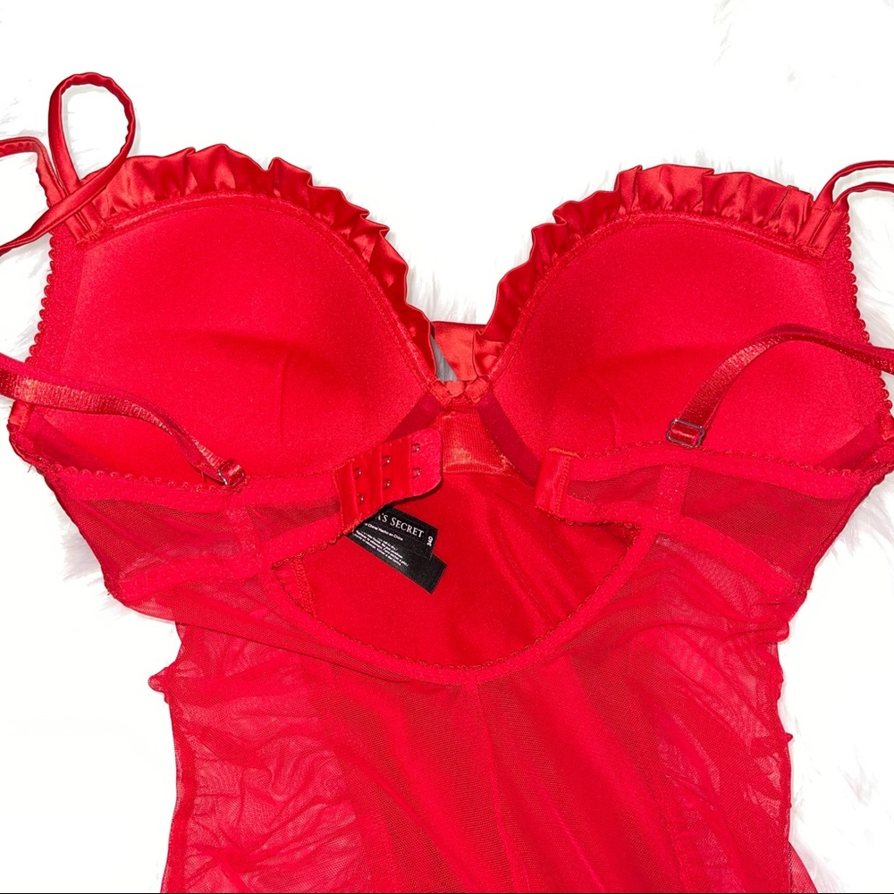 34B VS Victoria’s Secret Red Bow Babydoll Garter jingle bell nightie dress slip - Picture 16 of 16